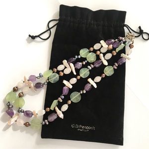 C.D. Peacock Gemstone Quartz Freshwater Pearl Mother of Pearl Beaded Necklace